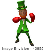 #43855 Royalty-Free (Rf) Illustration Of A Friendly 3d Leprechaun Man Mascot Boxing - Version 2