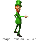 #43857 Royalty-Free (Rf) Illustration Of A Friendly 3d Leprechaun Man Mascot Pointing His Hand Like A Gun - Version 2