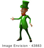 #43883 Royalty-Free (Rf) Illustration Of A Friendly 3d Leprechaun Man Mascot Pointing His Hand Like A Gun - Version 1