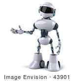 #43901 Royalty-Free (Rf) Illustration Of A 3d Robot Mascot Gresturing To The Left - Version 1