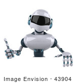 #43904 Royalty-Free (Rf) Illustration Of A 3d Robot Mascot Giving The Thumbs Up And Standing Behind A Blank Sign