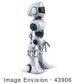#43906 Royalty-Free (Rf) Illustration Of A 3d Robot Mascot Standing And Facing Right