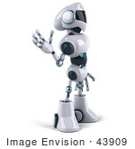 #43909 Royalty-Free (Rf) Illustration Of A 3d Robot Mascot Waving - Version 2