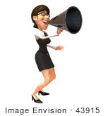 #43915 Royalty-Free (Rf) Illustration Of A 3d White Businesswoman Mascot Using A Megaphone - Version 2
