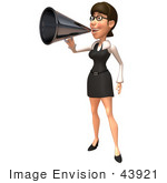 #43921 Royalty-Free (Rf) Illustration Of A 3d White Businesswoman Mascot Using A Megaphone - Version 1
