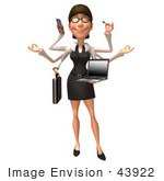 #43922 Royalty-Free (Rf) Illustration Of A 3d White Businesswoman Mascot Multi Tasking - Version 1