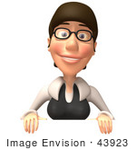 #43923 Royalty-Free (Rf) Illustration Of A 3d White Businesswoman Mascot Standing Behind A Blank Sign - Version 1