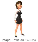 #43924 Royalty-Free (Rf) Illustration Of A 3d White Businesswoman Mascot Standing And Facing Right