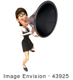 #43925 Royalty-Free (Rf) Illustration Of A 3d White Businesswoman Mascot Using A Megaphone - Version 5