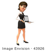 #43926 Royalty-Free (Rf) Illustration Of A 3d White Businesswoman Mascot Holding A Laptop - Version 2