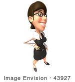 #43927 Royalty-Free (Rf) Illustration Of A 3d White Businesswoman Mascot Standing With One Hand On Her Hip - Version 3
