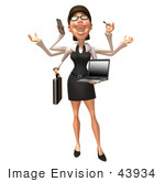 #43934 Royalty-Free (Rf) Illustration Of A 3d White Businesswoman Mascot Multi Tasking - Version 2