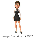 #43937 Royalty-Free (Rf) Illustration Of A 3d White Businesswoman Mascot Standing And Facing Front
