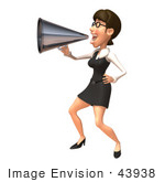 #43938 Royalty-Free (Rf) Illustration Of A 3d White Businesswoman Mascot Using A Megaphone - Version 3