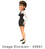 #43941 Royalty-Free (Rf) Illustration Of A 3d White Businesswoman Mascot Standing And Facing Left