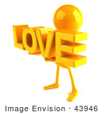 #43946 Royalty-Free (Rf) Illustration Of A 3d Orange Man Mascot Holding Love - Version 2