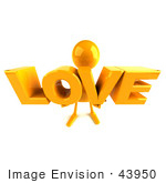 #43950 Royalty-Free (Rf) Illustration Of A 3d Orange Man Mascot Holding Love - Version 3