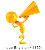 #43951 Royalty-Free (Rf) Illustration Of A 3d Orange Man Mascot Using A Megaphone - Version 5