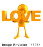 #43964 Royalty-Free (Rf) Illustration Of A 3d Orange Man Mascot Holding Love - Version 1
