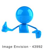 #43992 Royalty-Free (Rf) Illustration Of A 3d Blue Man Mascot Giving The Thumbs Up And Standing Behind A Blank Sign