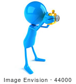 #44000 Royalty-Free (Rf) Illustration Of A 3d Blue Man Mascot Taking Pictures With A Camera - Version 4