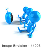 #44003 Royalty-Free (Rf) Illustration Of 3d Blue Man Characters Watching Television - Version 1