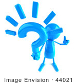 #44021 Royalty-Free (Rf) Illustration Of A 3d Blue Man Mascot Holding A Question Mark - Version 3