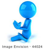 #44024 Royalty-Free (Rf) Illustration Of A 3d Blue Man Mascot Meditating - Version 2