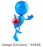 #44026 Royalty-Free (Rf) Illustration Of A 3d Blue Man Mascot With Lower Back Pain - Version 2