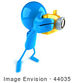 #44035 Royalty-Free (Rf) Illustration Of A 3d Blue Man Mascot Taking Pictures With A Camera - Version 1