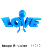 #44040 Royalty-Free (Rf) Illustration Of A 3d Blue Man Mascot Holding Love - Version 3