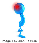#44046 Royalty-Free (Rf) Illustration Of A 3d Blue Man Mascot With A Headache
