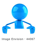 #44067 Royalty-Free (Rf) Illustration Of A 3d Blue Man Mascot Standing Behind A Blank Sign