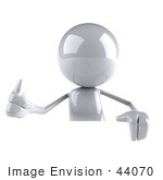 #44070 Royalty-Free (Rf) Illustration Of A 3d White Man Mascot Giving The Thumbs Up And Standing Behind A Blank Sign