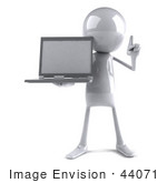 #44071 Royalty-Free (Rf) Illustration Of A 3d White Man Mascot Holding A Laptop - Version 1