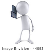 #44093 Royalty-Free (Rf) Illustration Of A 3d White Man Mascot Holding A Cell Phone - Version 1