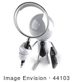 #44103 Royalty-Free (Rf) Illustration Of A 3d White Man Mascot Using A Magnifying Glass - Version 4