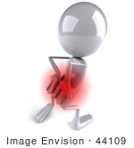 #44109 Royalty-Free (Rf) Illustration Of A 3d White Man Mascot With Lower Back Pain - Version 4