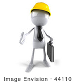#44110 Royalty-Free (Rf) Illustration Of A 3d White Man Contractor Mascot Reaching Out To Shake Hands - Version 1