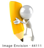#44111 Royalty-Free (Rf) Illustration Of A 3d White Man Mascot Holding A Large Pencil - Version 6