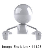 #44128 Royalty-Free (Rf) Illustration Of A 3d White Man Mascot Standing Behind A Blank Sign