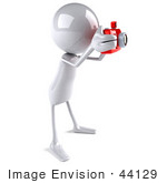 #44129 Royalty-Free (Rf) Illustration Of A 3d White Man Mascot Taking Pictures With A Camera - Version 3