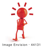 #44131 Royalty-Free (RF) Illustration of a 3d Red Man Mascot Walking by Julos