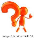 #44135 Royalty-Free (Rf) Illustration Of A 3d Red Man Mascot Holding A Question Mark - Version 1