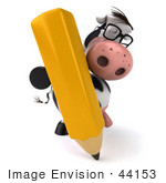 #44153 Royalty-Free (Rf) Illustration Of A 3d Dairy Cow Mascot With A Pencil - Pose 3