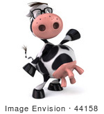 #44158 Royalty-Free (Rf) Illustration Of A 3d Dairy Cow Mascot Dancing - Pose 2