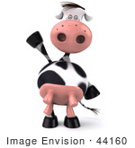 #44160 Royalty-Free (Rf) Illustration Of A 3d Dairy Cow Mascot Waving