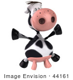 #44161 Royalty-Free (Rf) Illustration Of A 3d Dairy Cow Mascot Dancing - Pose 5