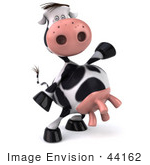 #44162 Royalty-Free (Rf) Illustration Of A 3d Dairy Cow Mascot Dancing - Pose 4