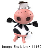 #44165 Royalty-Free (Rf) Illustration Of A 3d Dairy Cow Mascot Holding His Arms Out